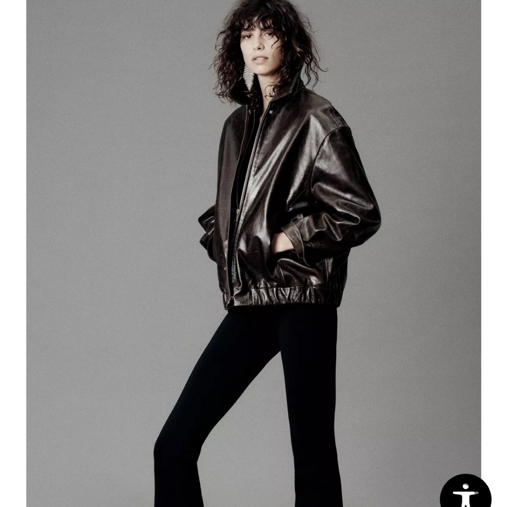 Zara Women’s 100% Leather Bomber Jacket